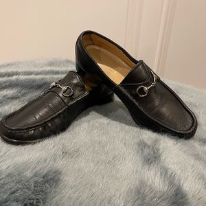 Vintage Black Gucci Horsebit Leather Loafers